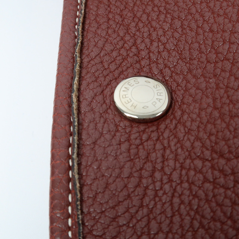 HERMES 【Hermes Fair】Negonda皮革Garden Party PM銀扣手挽袋Rouge H-12