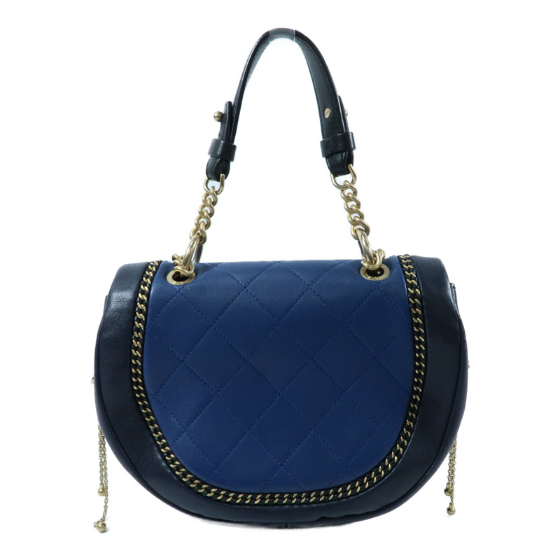 CHANEL 牛皮皮革Chain Shoulder金扣鏈帶手挽肩背兩用袋-1