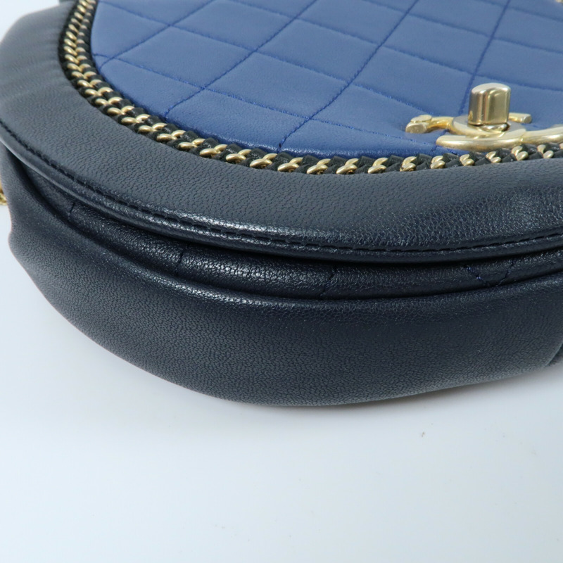 CHANEL 牛皮皮革Chain Shoulder金扣鏈帶手挽肩背兩用袋-4