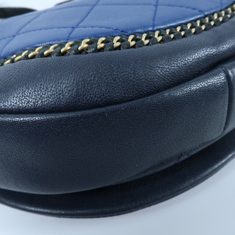 CHANEL 牛皮皮革Chain Shoulder金扣鏈帶手挽肩背兩用袋-6