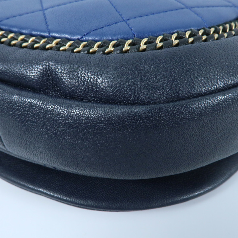 CHANEL 牛皮皮革Chain Shoulder金扣鏈帶手挽肩背兩用袋-7