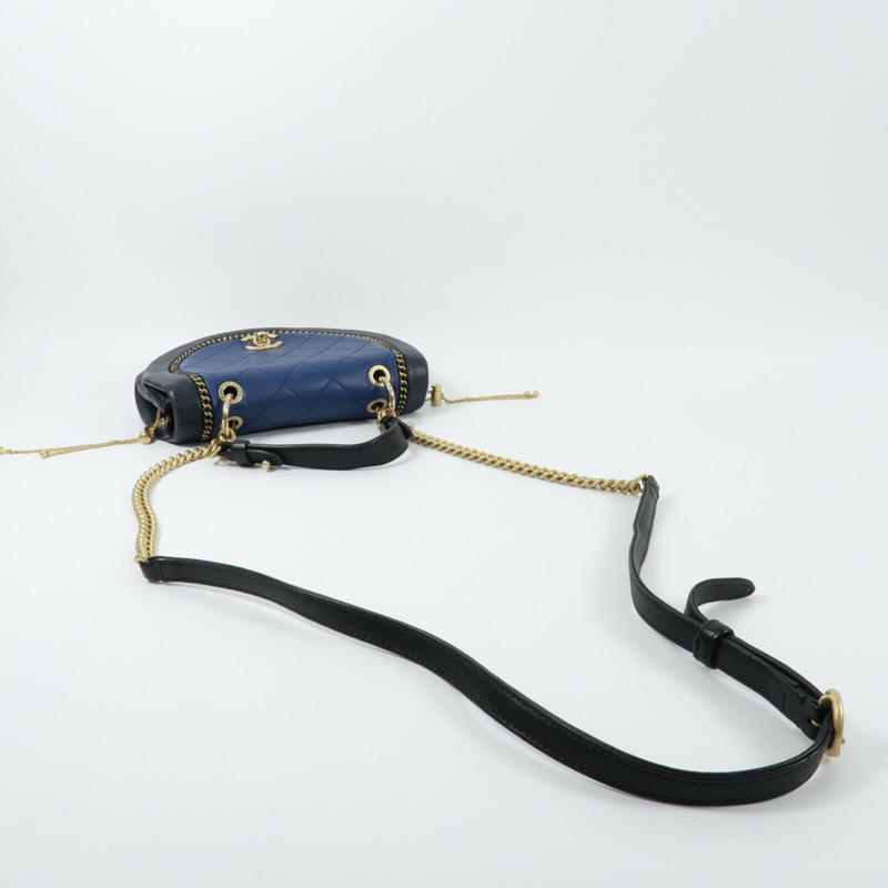 CHANEL 牛皮皮革Chain Shoulder金扣鏈帶手挽肩背兩用袋-8