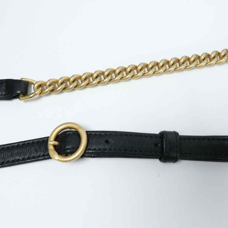 CHANEL 牛皮皮革Chain Shoulder金扣鏈帶手挽肩背兩用袋-9