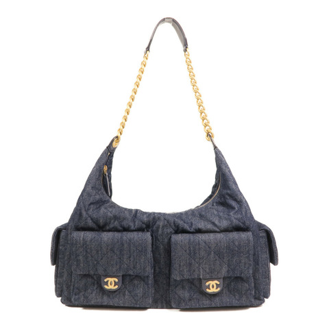 CHANEL 牛仔布C25 Hobo金扣鏈帶肩背袋