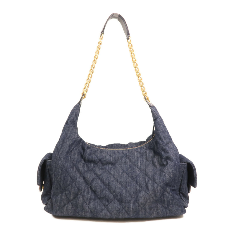 CHANEL 牛仔布C25 Hobo金扣鏈帶肩背袋-1