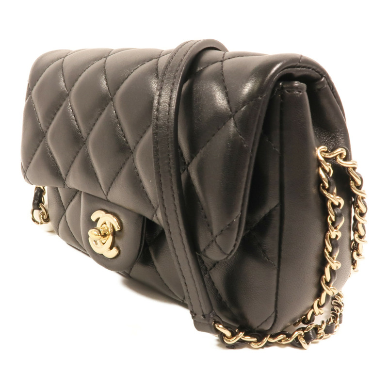 CHANEL 羊皮皮革Chain Shoulder金扣鏈帶肩背袋-2