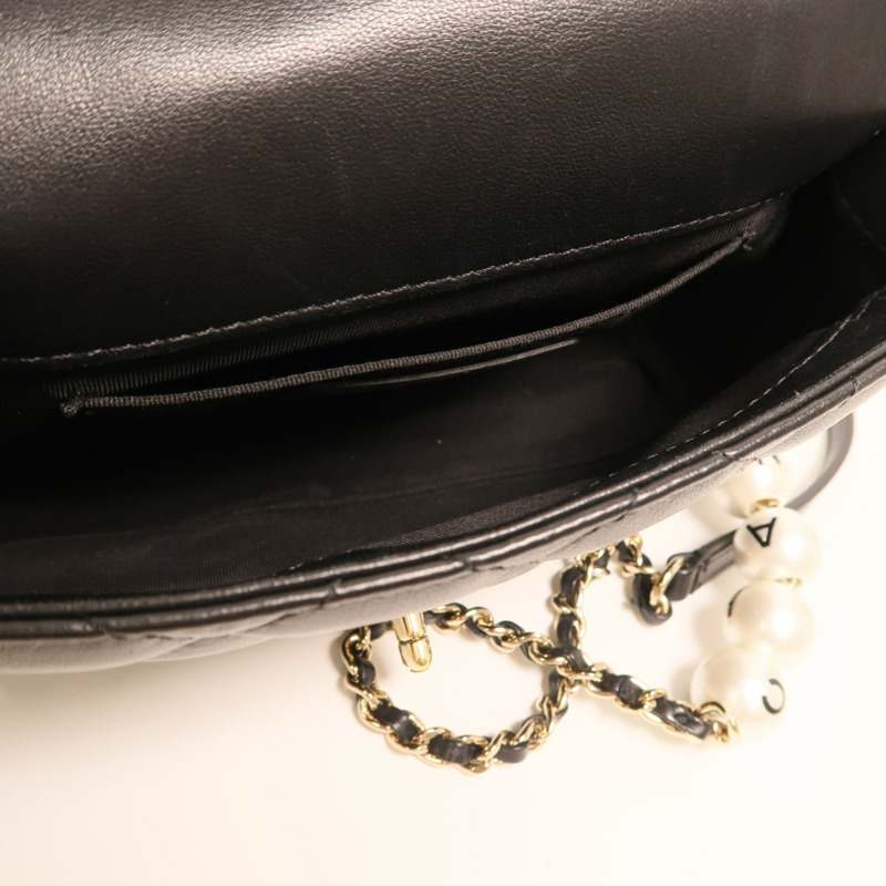 CHANEL 羊皮皮革Chain Shoulder金扣鏈帶肩背袋-4