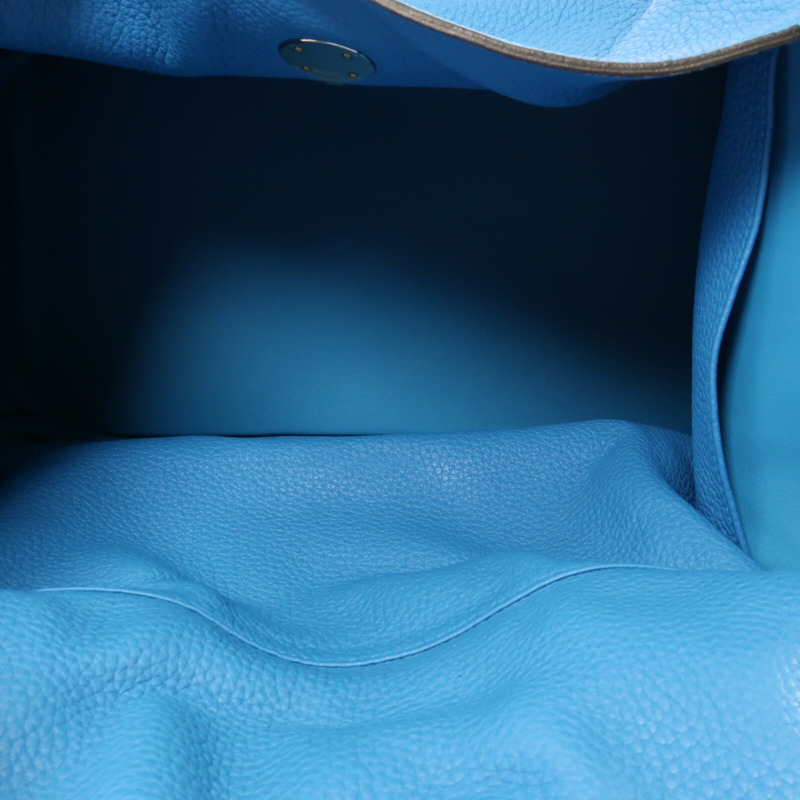 HERMES 【Hermes Fair】Clemence皮革Lindy 34銀扣手挽肩背兩用袋Bleu Zanzibar-7