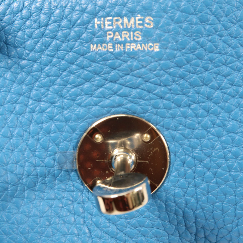 HERMES 【Hermes Fair】Clemence皮革Lindy 34銀扣手挽肩背兩用袋Bleu Zanzibar-9
