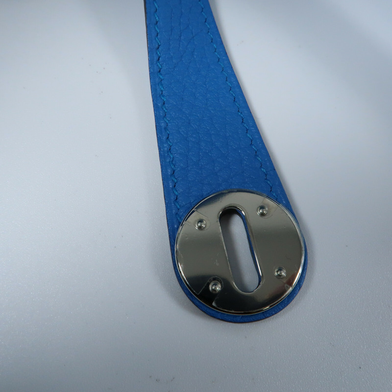 HERMES 【Hermes Fair】Clemence皮革Lindy 34銀扣手挽肩背兩用袋Bleu Zanzibar-13