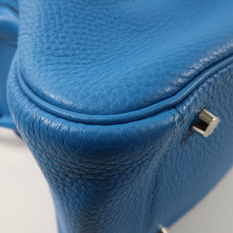 HERMES 【Hermes Fair】Clemence皮革Lindy 34銀扣手挽肩背兩用袋Bleu Zanzibar-14