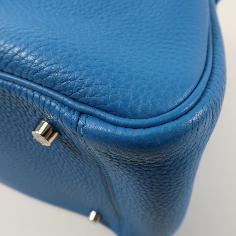 HERMES 【Hermes Fair】Clemence皮革Lindy 34銀扣手挽肩背兩用袋Bleu Zanzibar-15