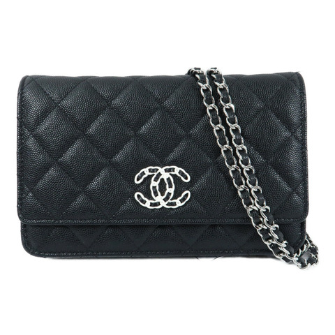 CHANEL 牛皮皮革WOC Wallet On Chain銀扣鏈帶肩背袋