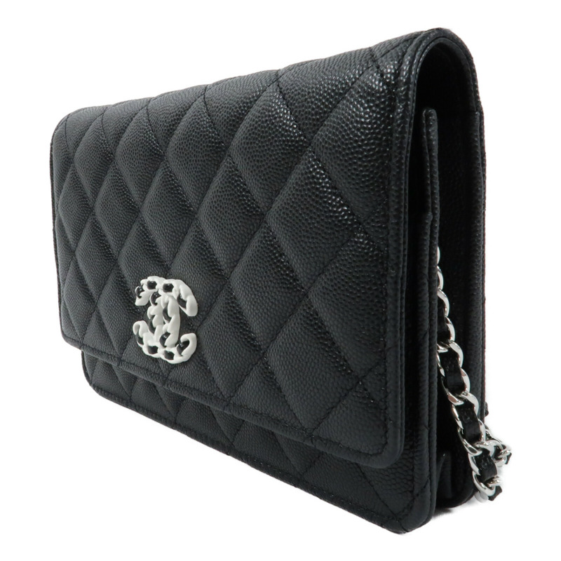 CHANEL 牛皮皮革WOC Wallet On Chain銀扣鏈帶肩背袋-2