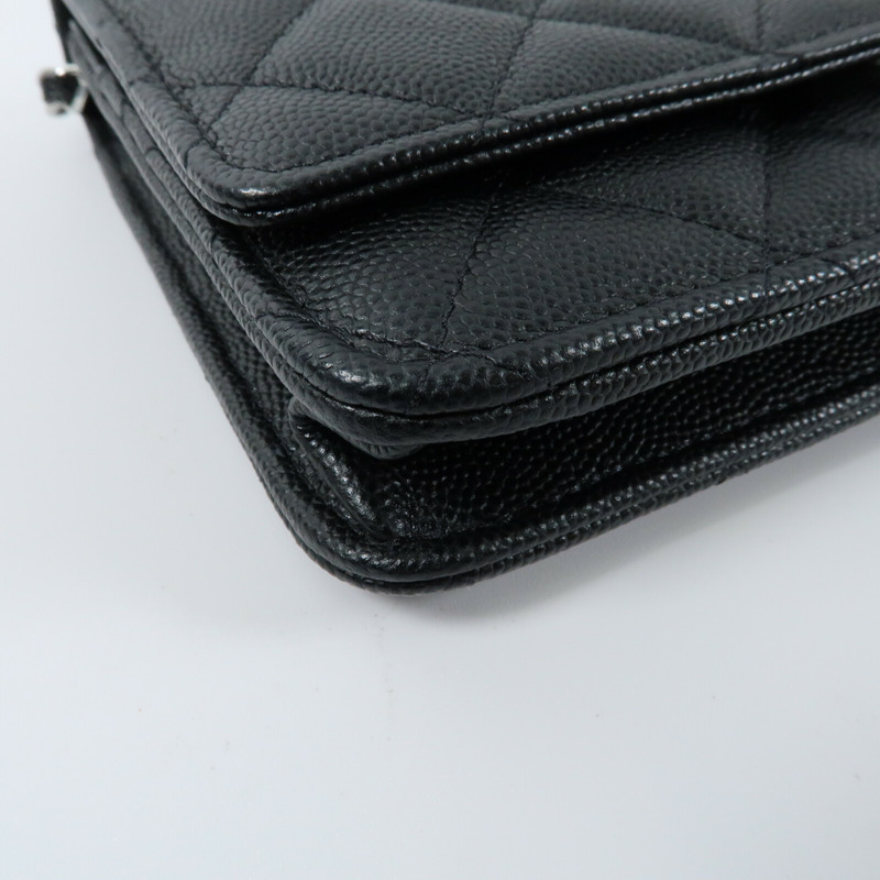 CHANEL 牛皮皮革WOC Wallet On Chain銀扣鏈帶肩背袋-4