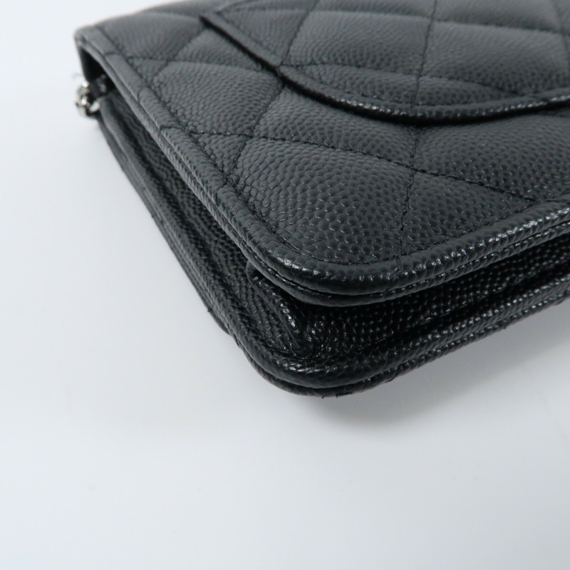 CHANEL 牛皮皮革WOC Wallet On Chain銀扣鏈帶肩背袋-6