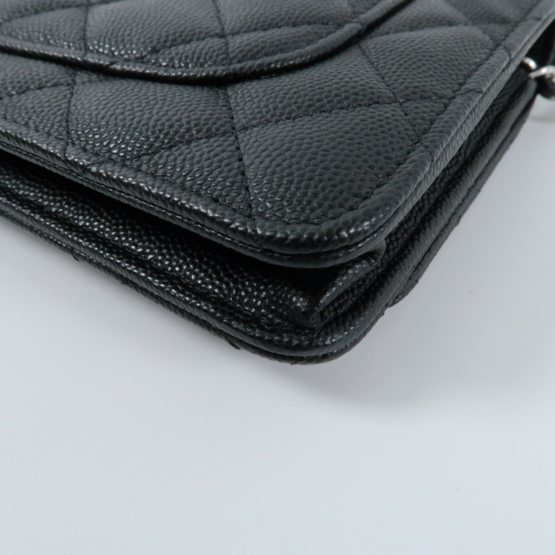 CHANEL 牛皮皮革WOC Wallet On Chain銀扣鏈帶肩背袋-7