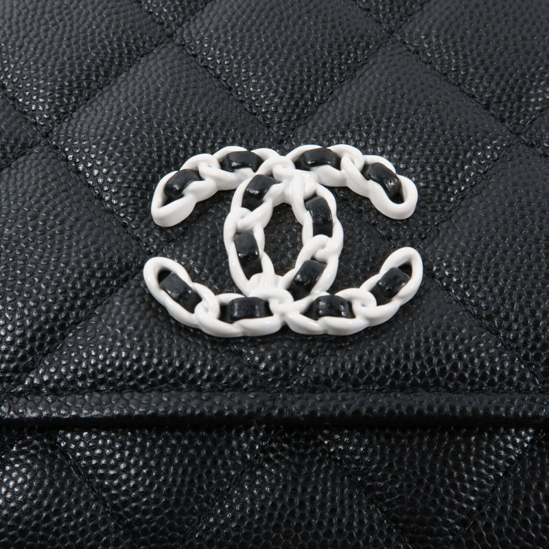 CHANEL 牛皮皮革WOC Wallet On Chain銀扣鏈帶肩背袋-8