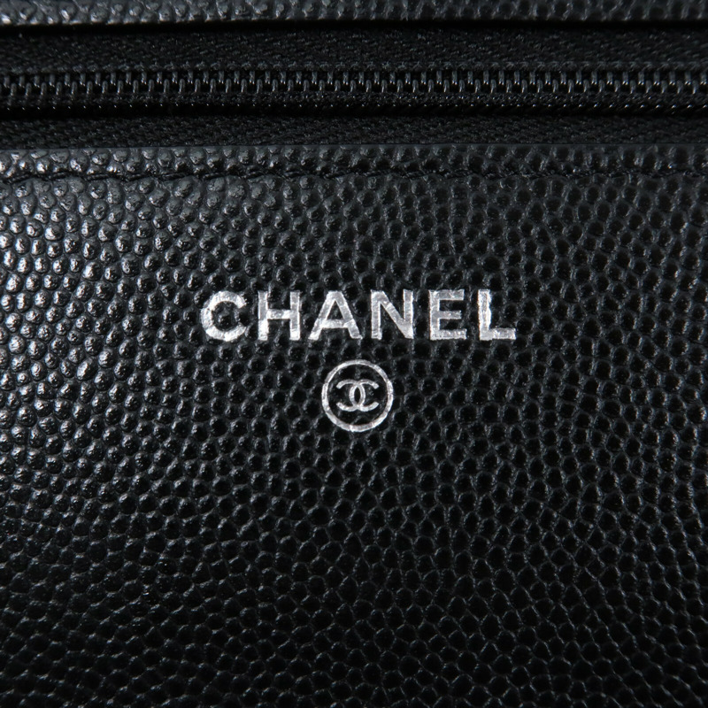 CHANEL 牛皮皮革WOC Wallet On Chain銀扣鏈帶肩背袋-9