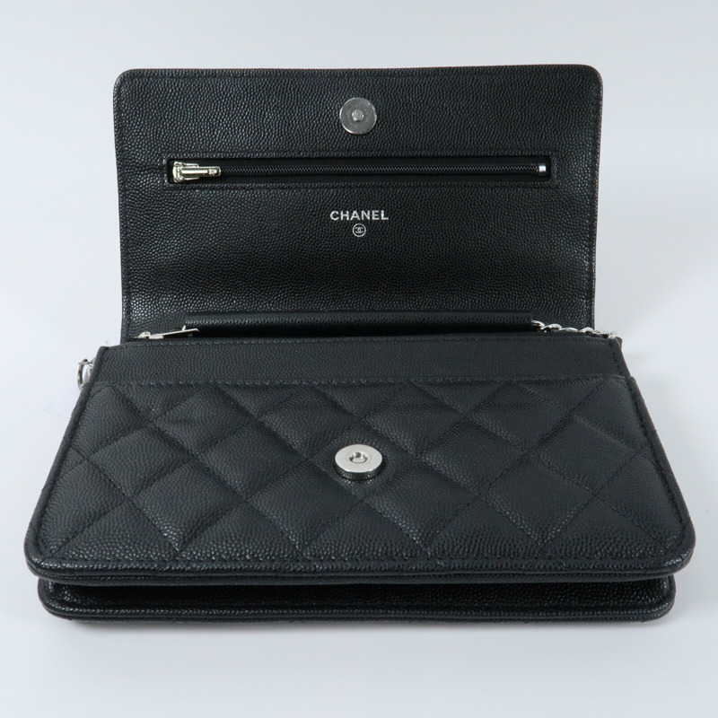 CHANEL 牛皮皮革WOC Wallet On Chain銀扣鏈帶肩背袋-10