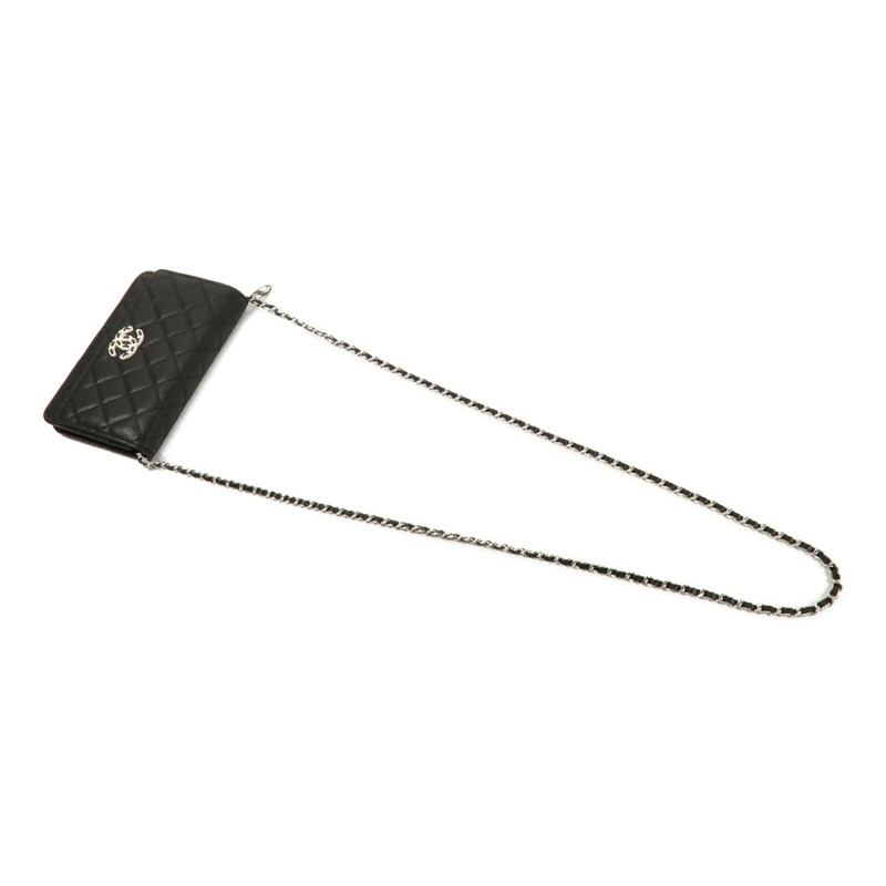 CHANEL 牛皮皮革WOC Wallet On Chain銀扣鏈帶肩背袋-14