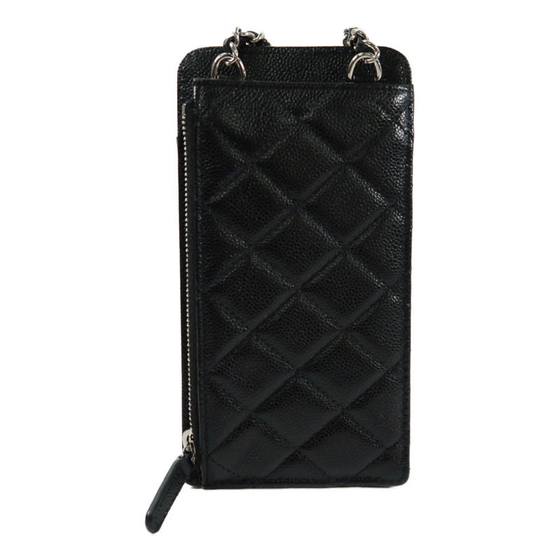 CHANEL 牛皮皮革Phone Bag銀扣鏈帶肩背袋-1