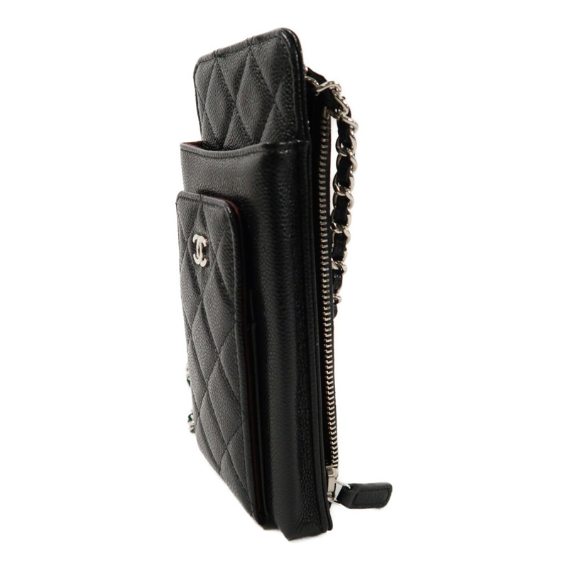 CHANEL 牛皮皮革Phone Bag銀扣鏈帶肩背袋-2