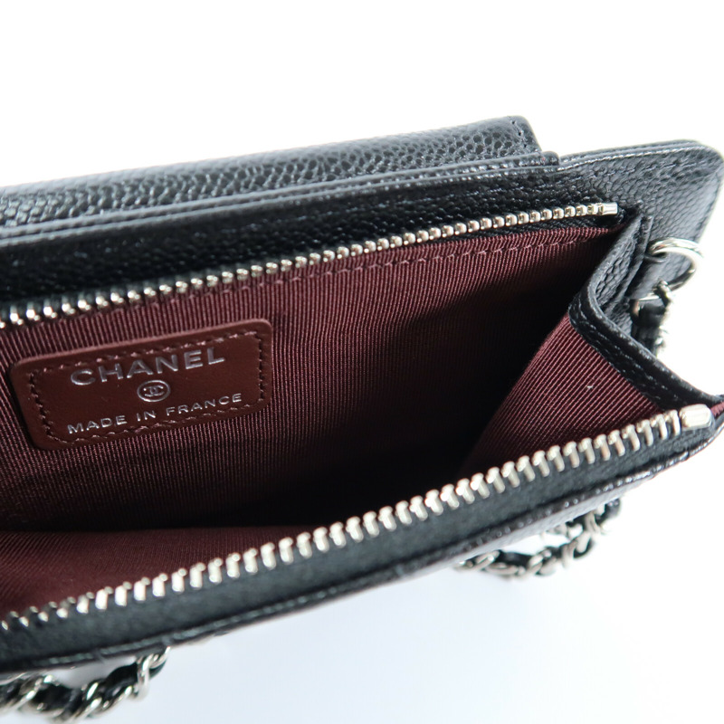 CHANEL 牛皮皮革Phone Bag銀扣鏈帶肩背袋-7