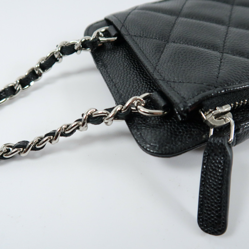 CHANEL 牛皮皮革Phone Bag銀扣鏈帶肩背袋-9