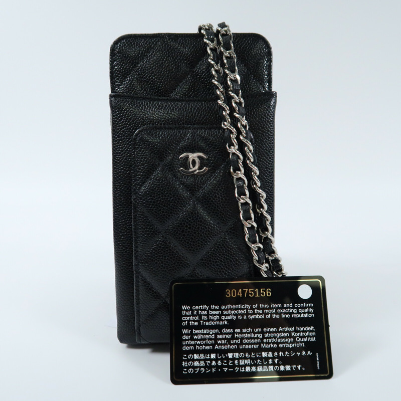 CHANEL 牛皮皮革Phone Bag銀扣鏈帶肩背袋-14