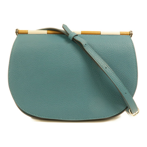 HERMES 【Hermes Fair】Clemence皮革Saut 25銀扣肩背袋Vert Bosphore
