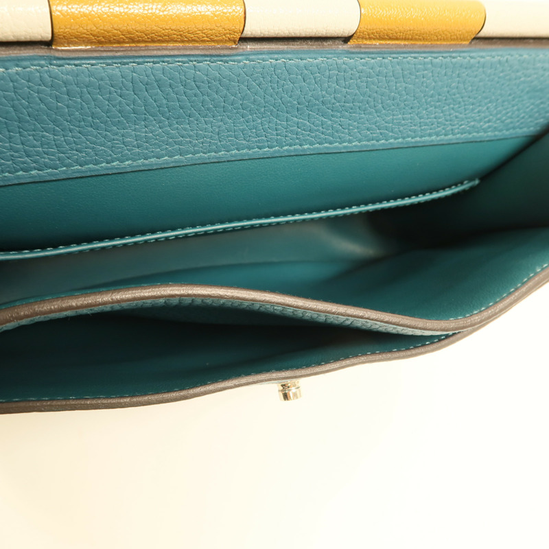 HERMES 【Hermes Fair】Clemence皮革Saut 25銀扣肩背袋Vert Bosphore-4