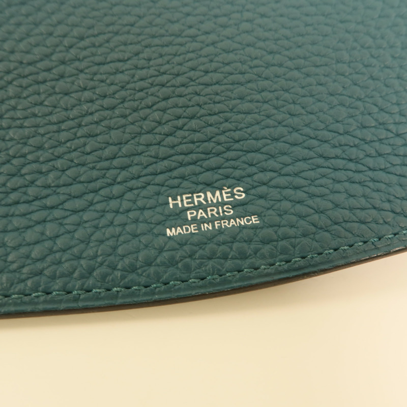HERMES 【Hermes Fair】Clemence皮革Saut 25銀扣肩背袋Vert Bosphore-5