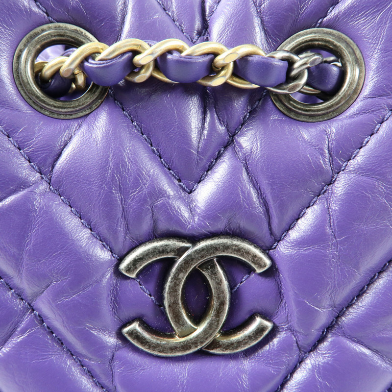 CHANEL 牛皮皮革Gabrielle Backpack鏈帶背包-7