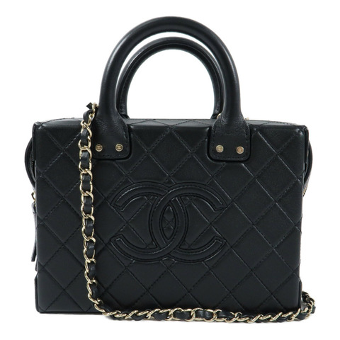 CHANEL 牛皮皮革Vanity Case金扣手挽肩背兩用袋