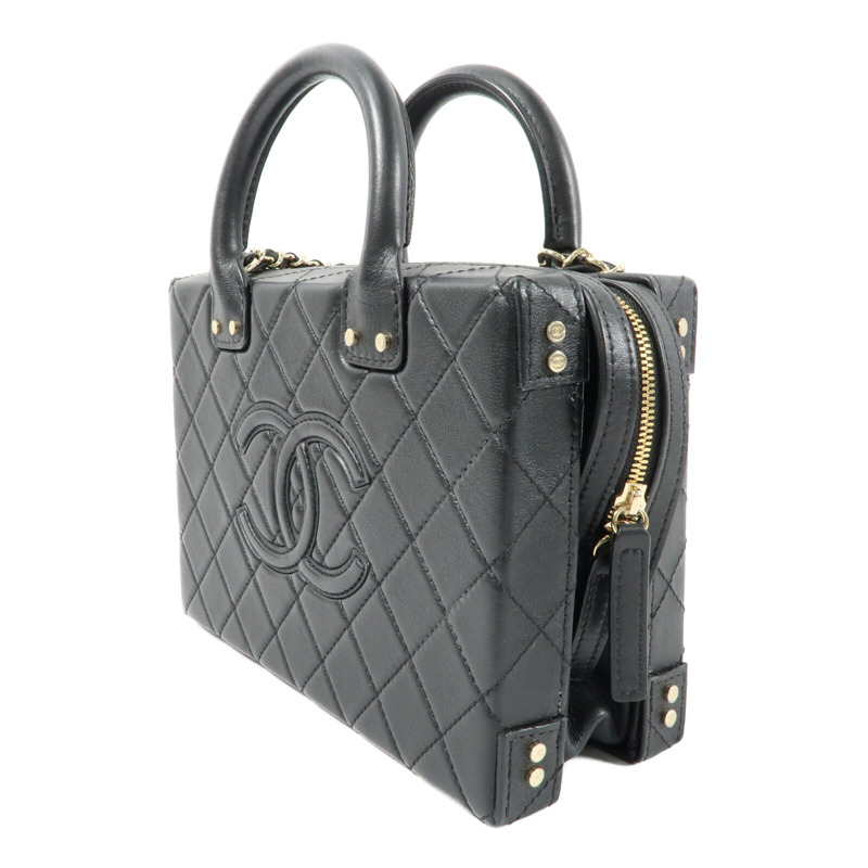 CHANEL 牛皮皮革Vanity Case金扣手挽肩背兩用袋-2
