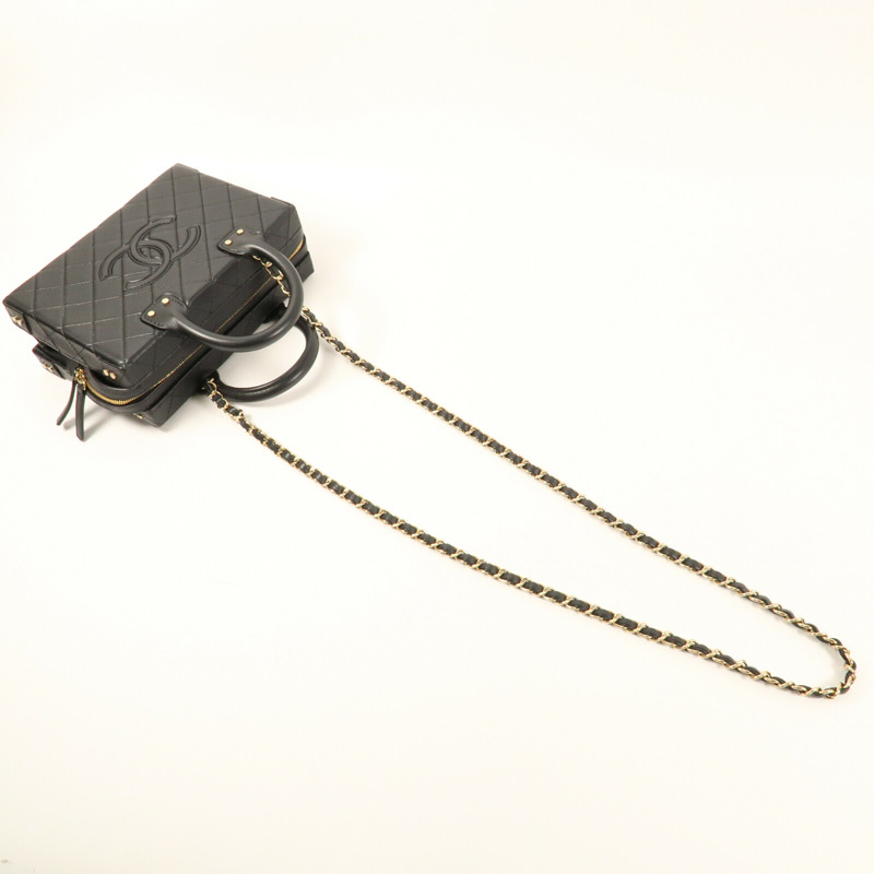 CHANEL 牛皮皮革Vanity Case金扣手挽肩背兩用袋-8