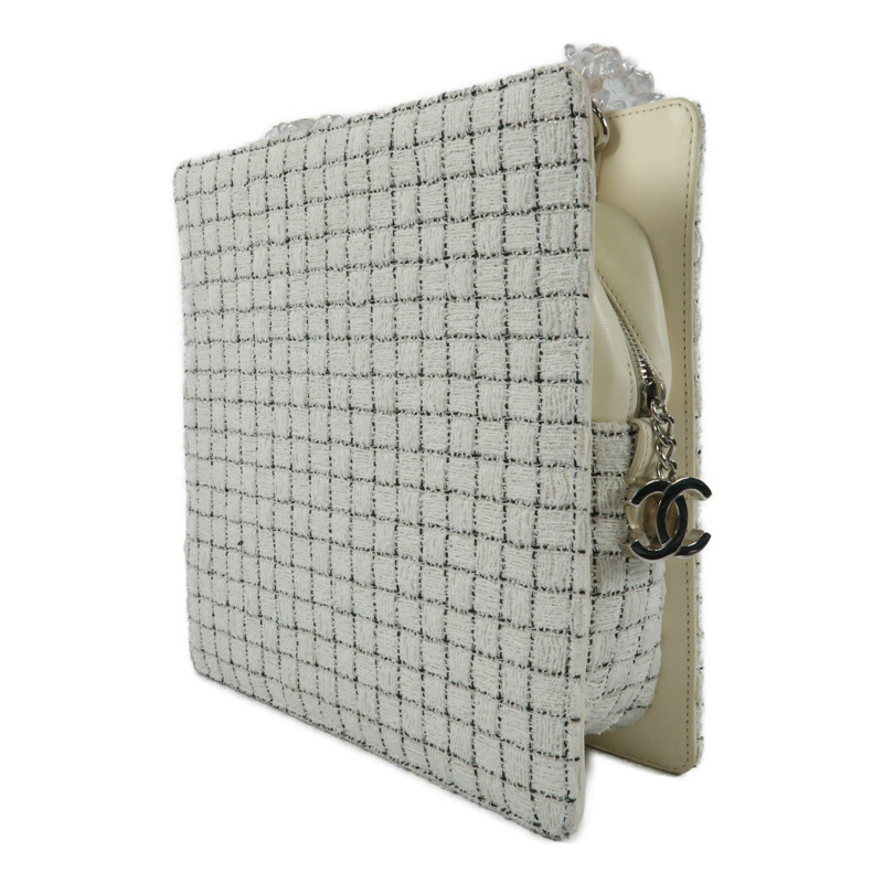 CHANEL Tweed Shoulder Bag銀扣肩背袋-2