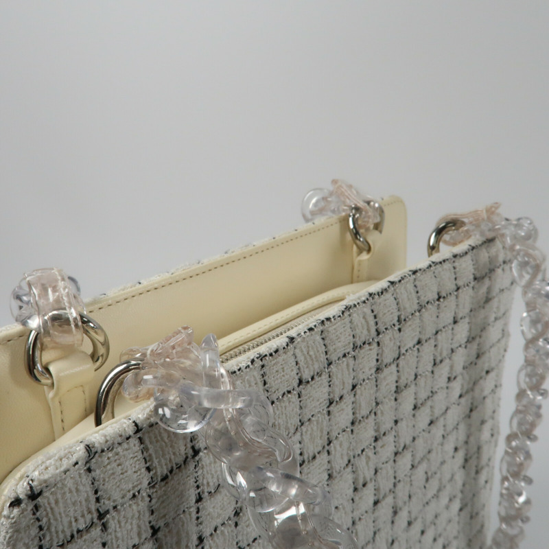 CHANEL Tweed Shoulder Bag銀扣肩背袋-11