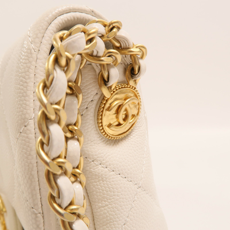 CHANEL 牛皮皮革Mini Twist Your Buttons Flap金扣鏈帶肩背袋-9