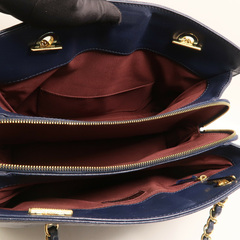 CHANEL 牛皮皮革Mademoiselle Vintage Tote金扣鏈帶肩背袋-4