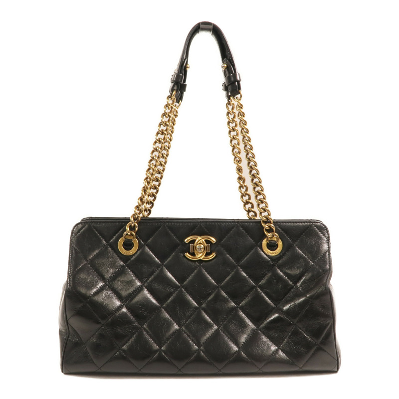 CHANEL 牛皮皮革Perfect Edge Tote金扣鏈帶肩背袋-0