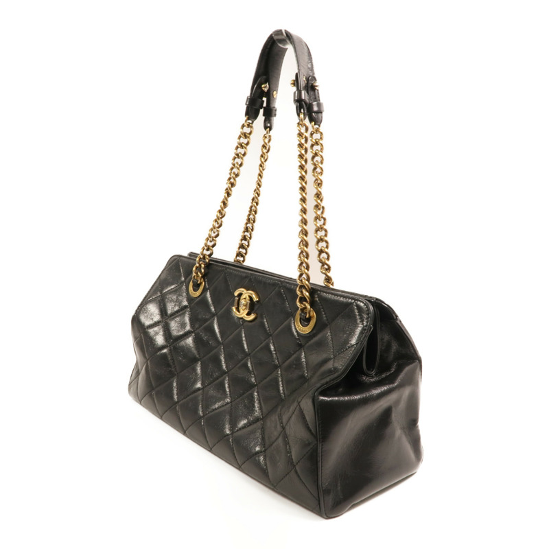 CHANEL 牛皮皮革Perfect Edge Tote金扣鏈帶肩背袋-2