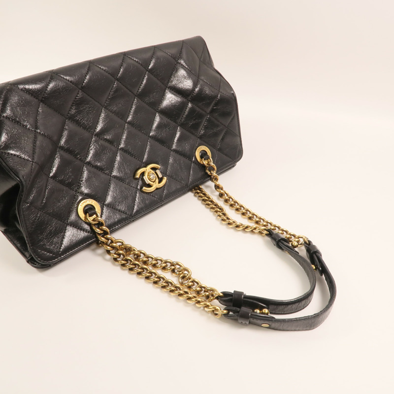 CHANEL 牛皮皮革Perfect Edge Tote金扣鏈帶肩背袋-7