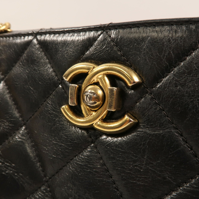 CHANEL 牛皮皮革Perfect Edge Tote金扣鏈帶肩背袋-8