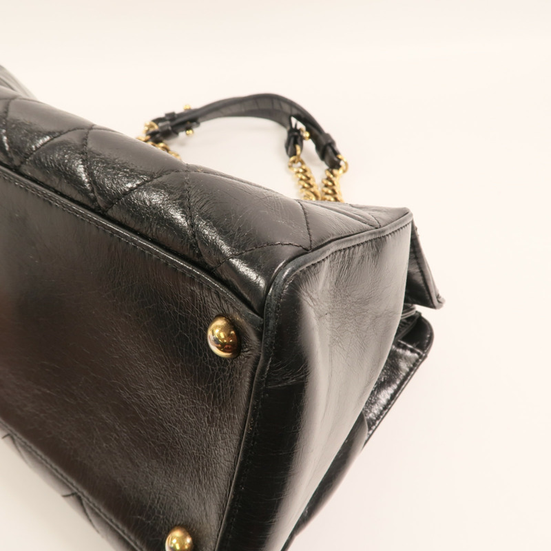 CHANEL 牛皮皮革Perfect Edge Tote金扣鏈帶肩背袋-9