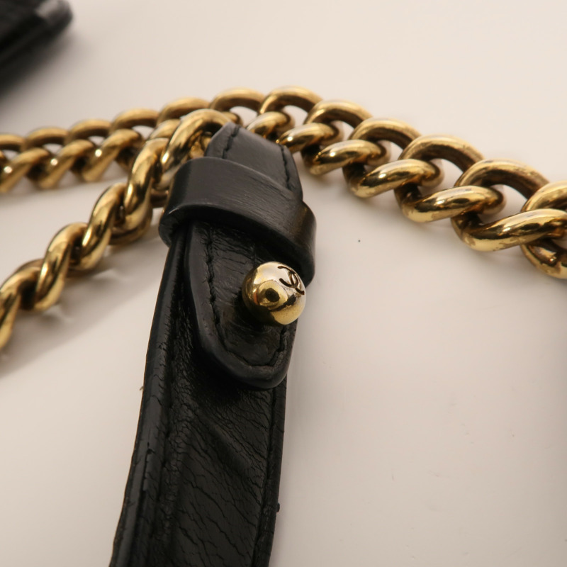 CHANEL 牛皮皮革Perfect Edge Tote金扣鏈帶肩背袋-14