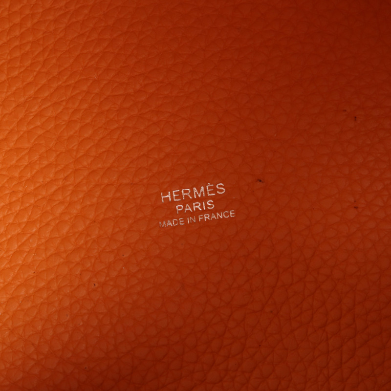 HERMES 【Hermes Fair】Clemence皮革Picotin MM銀扣手挽袋Feu/Rouge Grenat-5