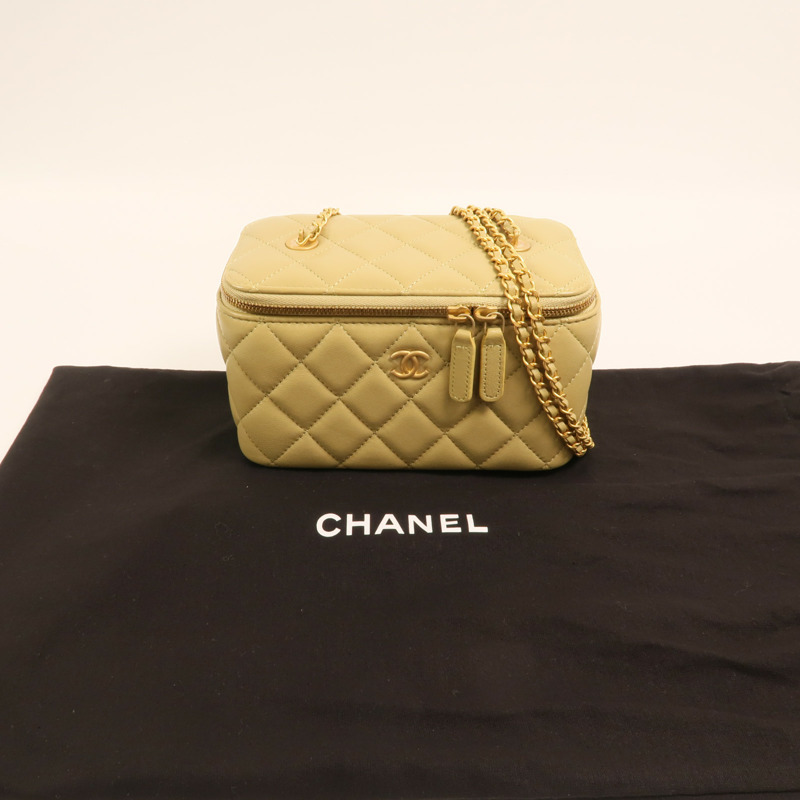 CHANEL 羊皮皮革Vanity Case鏈帶肩背袋-9