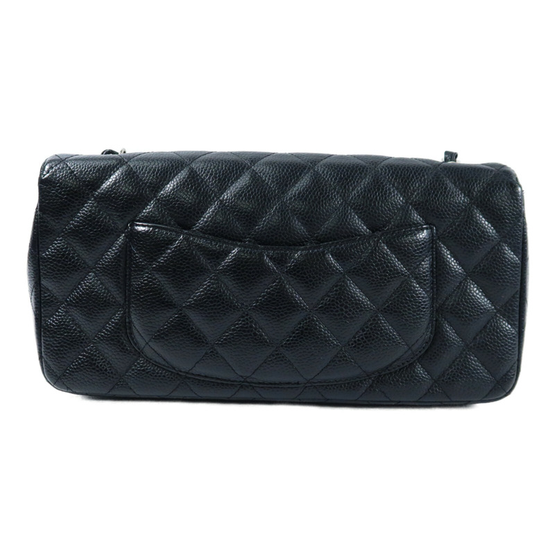 CHANEL 牛皮皮革Vintage Classic East West Flag Bag銀扣鏈帶肩背袋-1